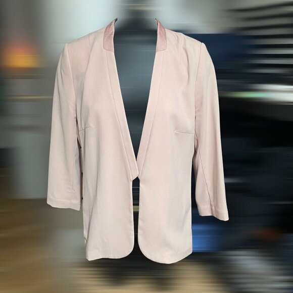 H&M Blazer Pale Pink Open Front Blazer Size 12 - Picture 2 of 7